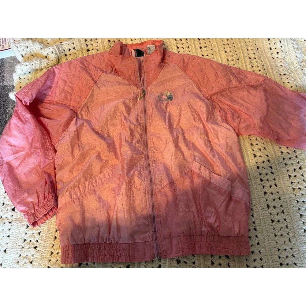 Bold spirit vintage windbreaker tracksuit jacket pants set outfit XL pink floral